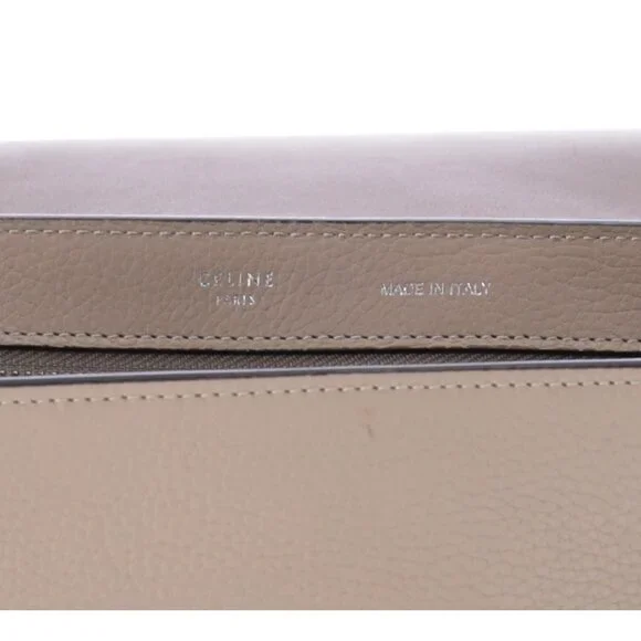 Celine Trapeze Convertible Satchel Crossbody Suede Leather Beige Silver Italy - Picture 10 of 13